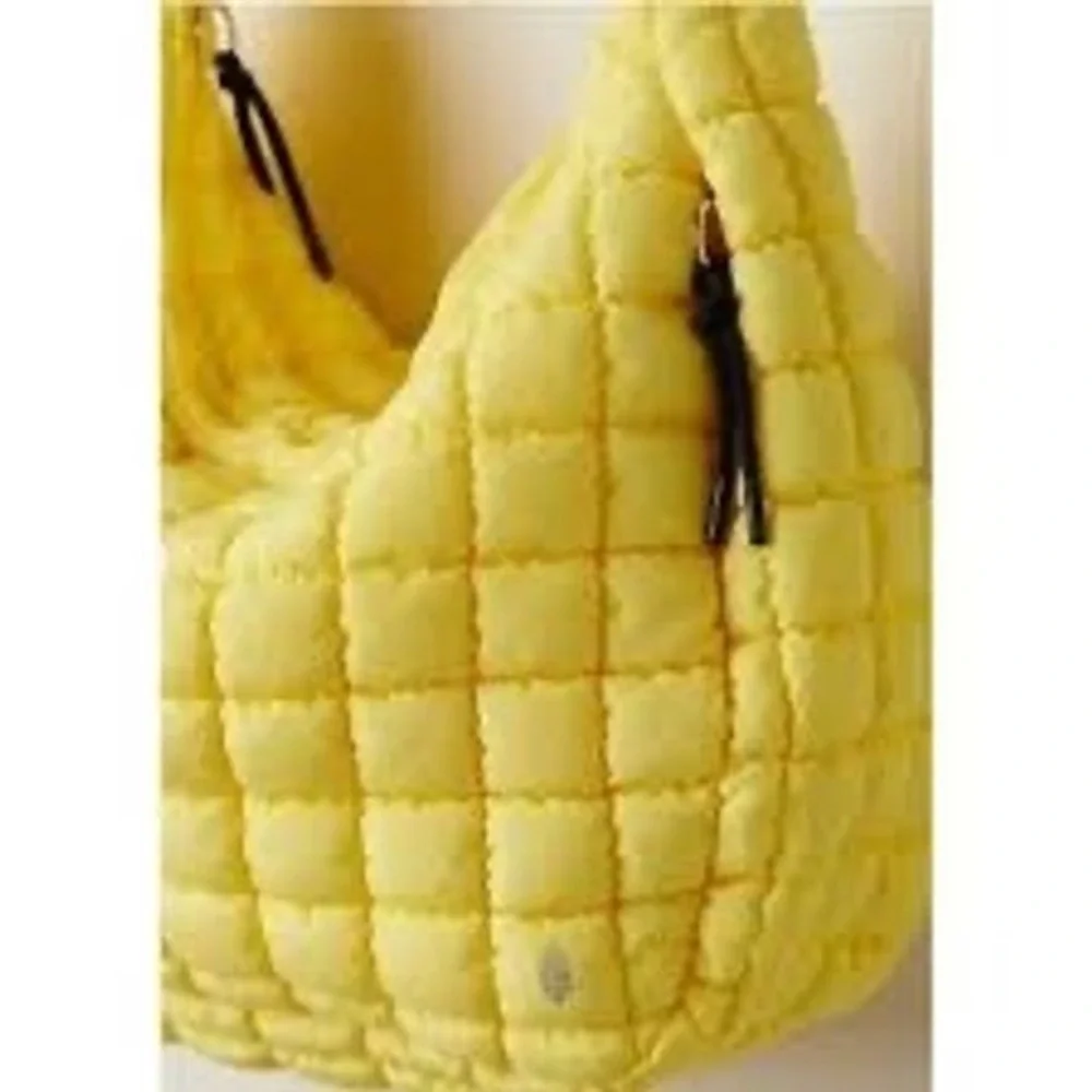 Free People Movement RARE Quilted Carryall Bag Sour Citrus Yellow Puffer NWT